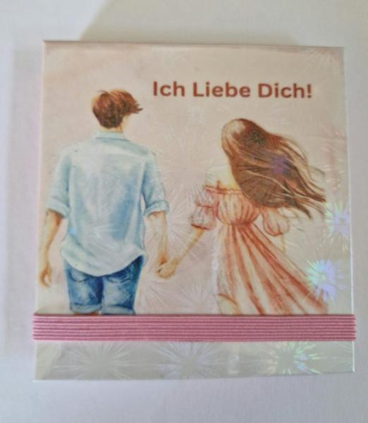 Zettelbücher - Ich Liebe Dich! - Zettelbox-Papier, Notizzettel, Graspapier, ca. 9x9cm, für schnelle Notizen, Kladdezettel, Merkzettel